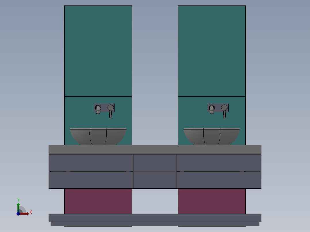 立式洗脸盆_洗脸盆柜组合前视图