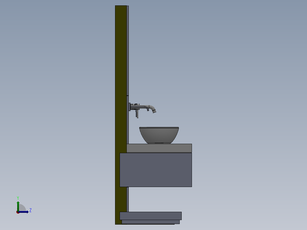 立式洗脸盆_洗脸盆柜组合左视图