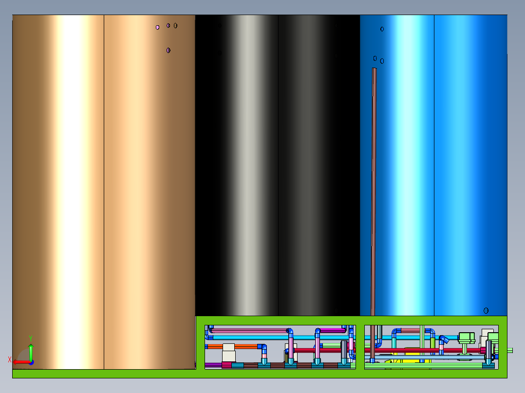 组合式三箱废水加药净化装置后视图