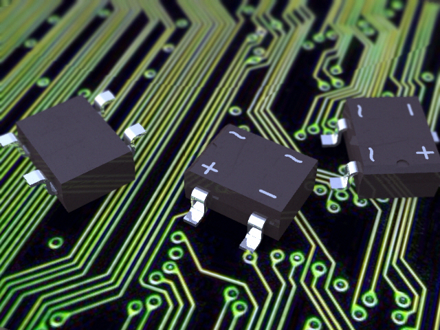 集成电路贴片封装SDIP 4引脚。带有桥式整流器的标记