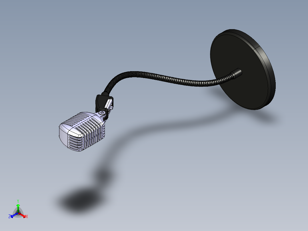 鹅颈麦克风支架正等轴测图