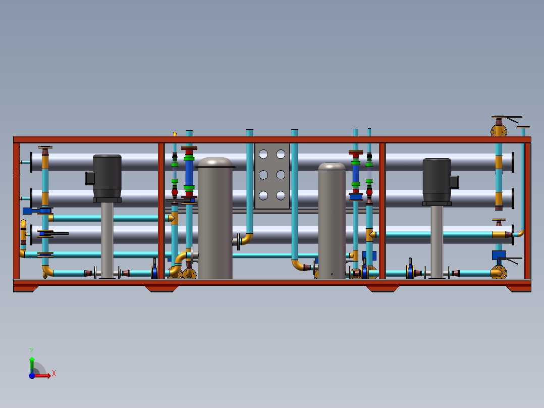 10T双级RO水处理反渗透设备 sw16可编辑前视图