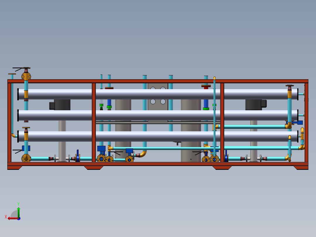 10T双级RO水处理反渗透设备 sw16可编辑后视图
