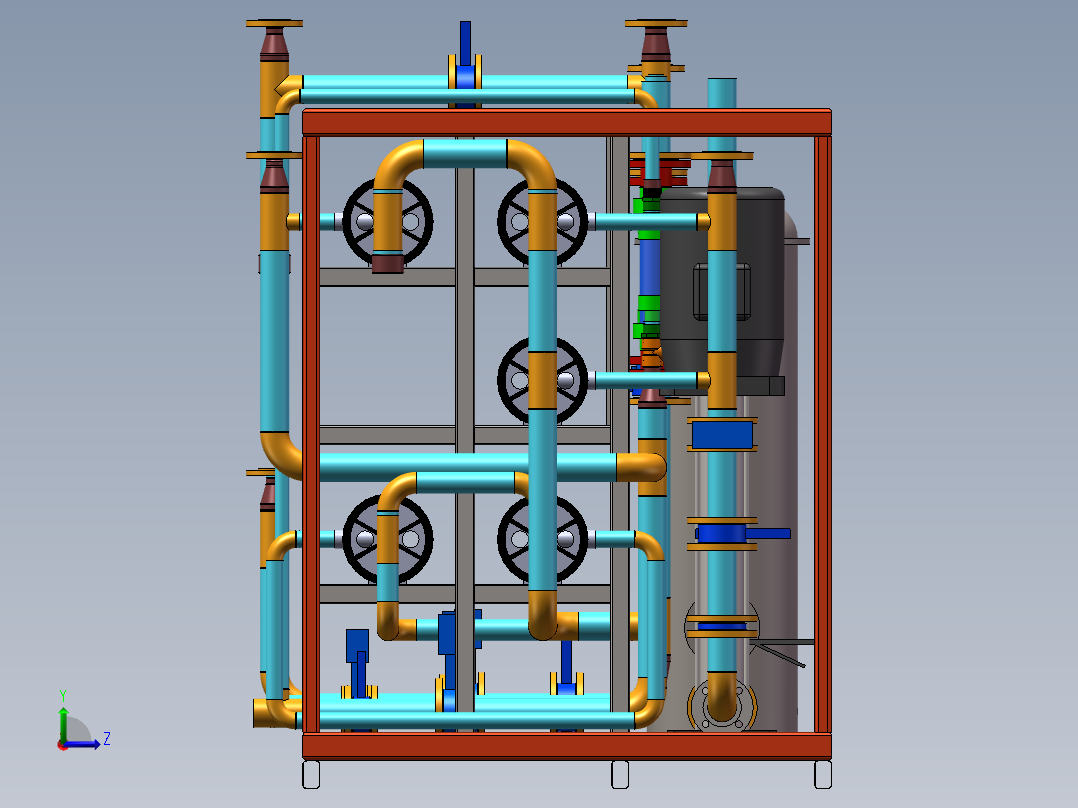 10T双级RO水处理反渗透设备 sw16可编辑左视图