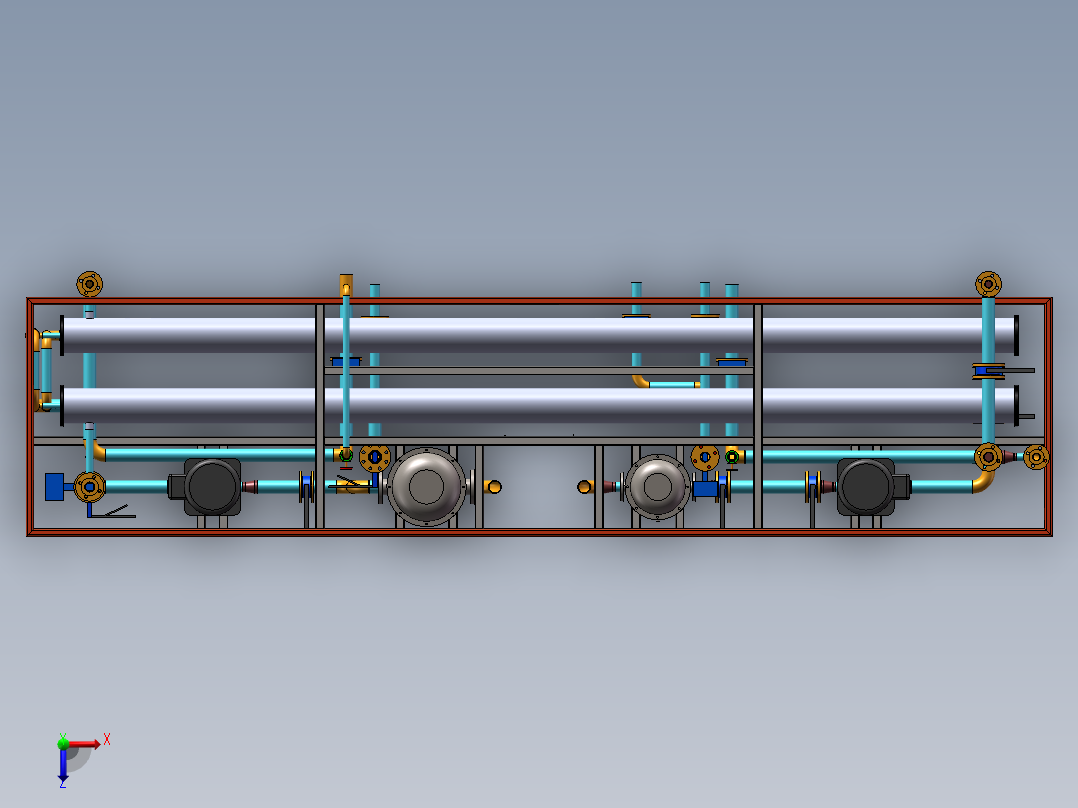 10T双级RO水处理反渗透设备 sw16可编辑俯视图