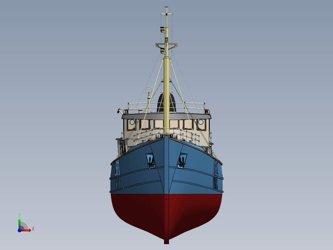 拖网渔船前视图