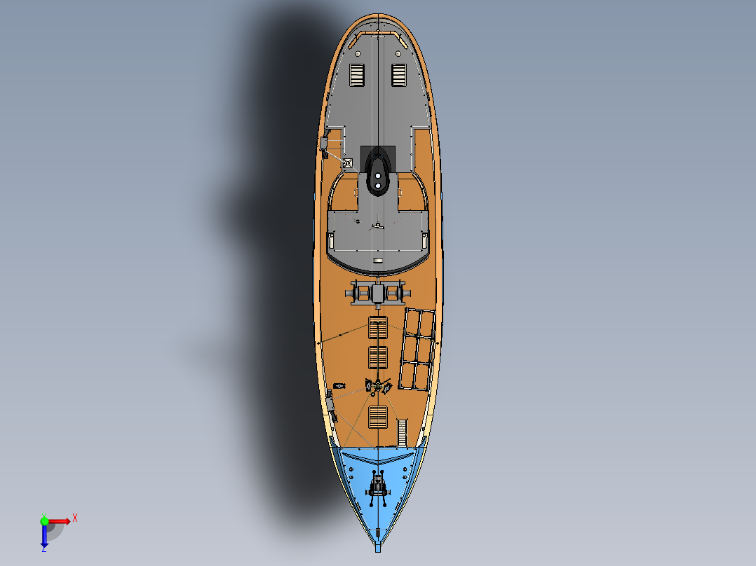 拖网渔船俯视图