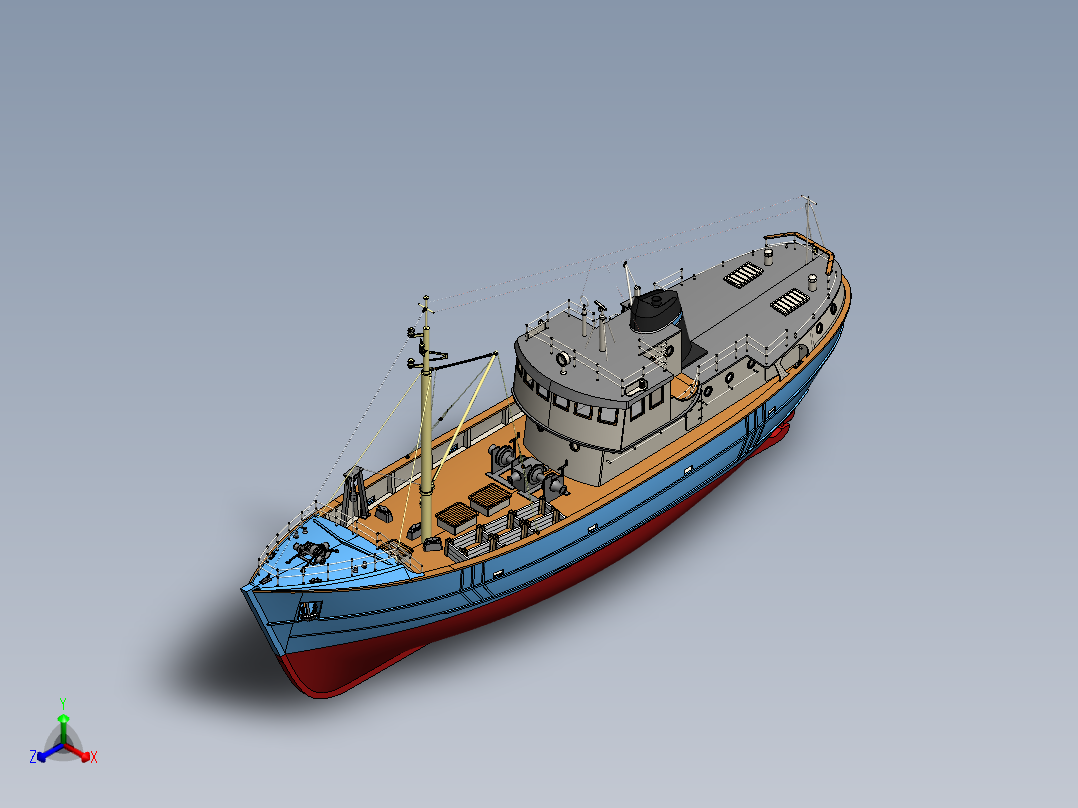 拖网渔船正等轴测图