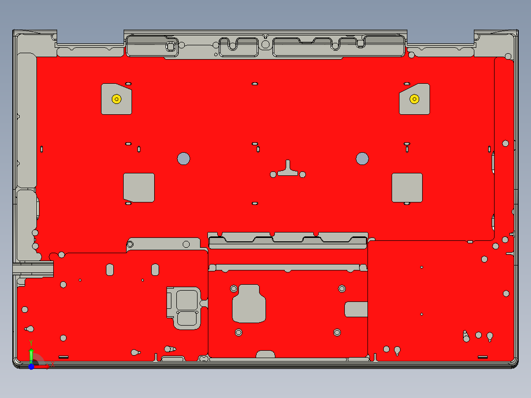 笔记本C壳铣内腔UG刀路模型前视图