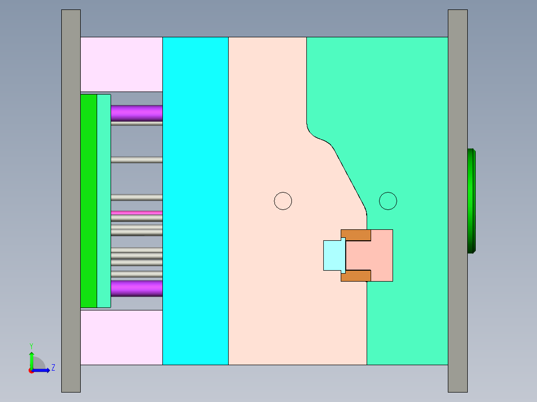 红旗巴士车灯底座注塑模具设计左视图