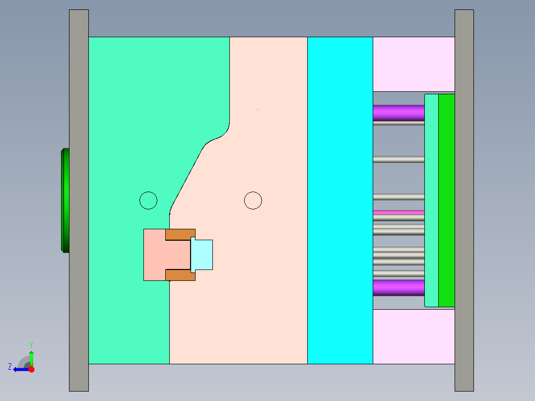 红旗巴士车灯底座注塑模具设计右视图
