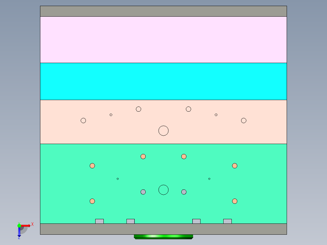 红旗巴士车灯底座注塑模具设计俯视图