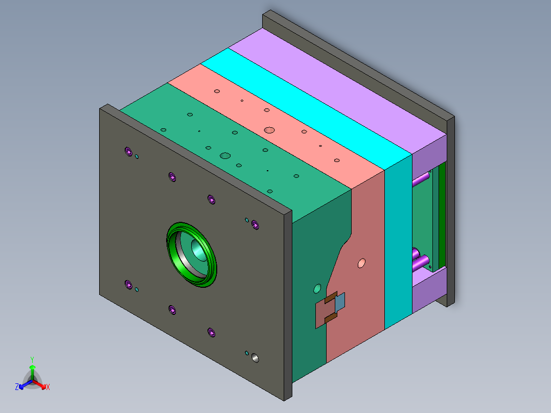 红旗巴士车灯底座注塑模具设计正等轴测图