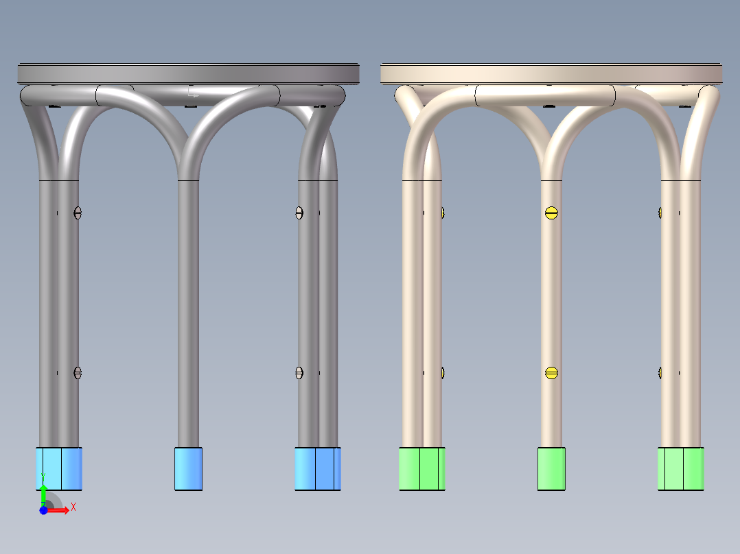 交叉腿设计前视图