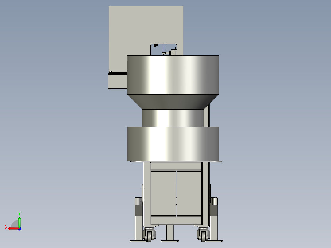 振动盘上料和注塑机抓手相对位置装配体后视图