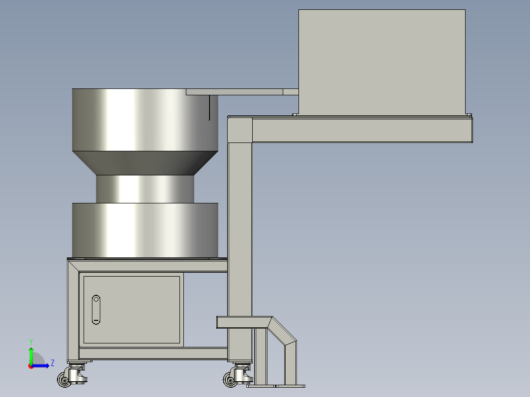 振动盘上料和注塑机抓手相对位置装配体左视图