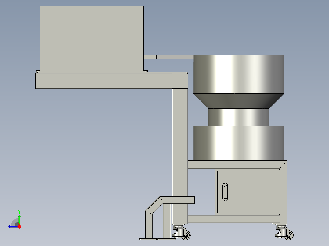 振动盘上料和注塑机抓手相对位置装配体右视图
