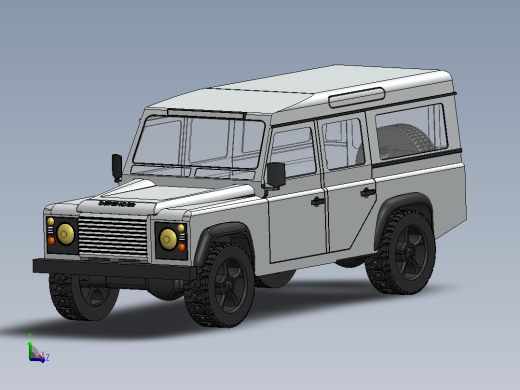 4x4路虎卫士越野车简易模型3D图纸 Solidworks设计主视缩略图