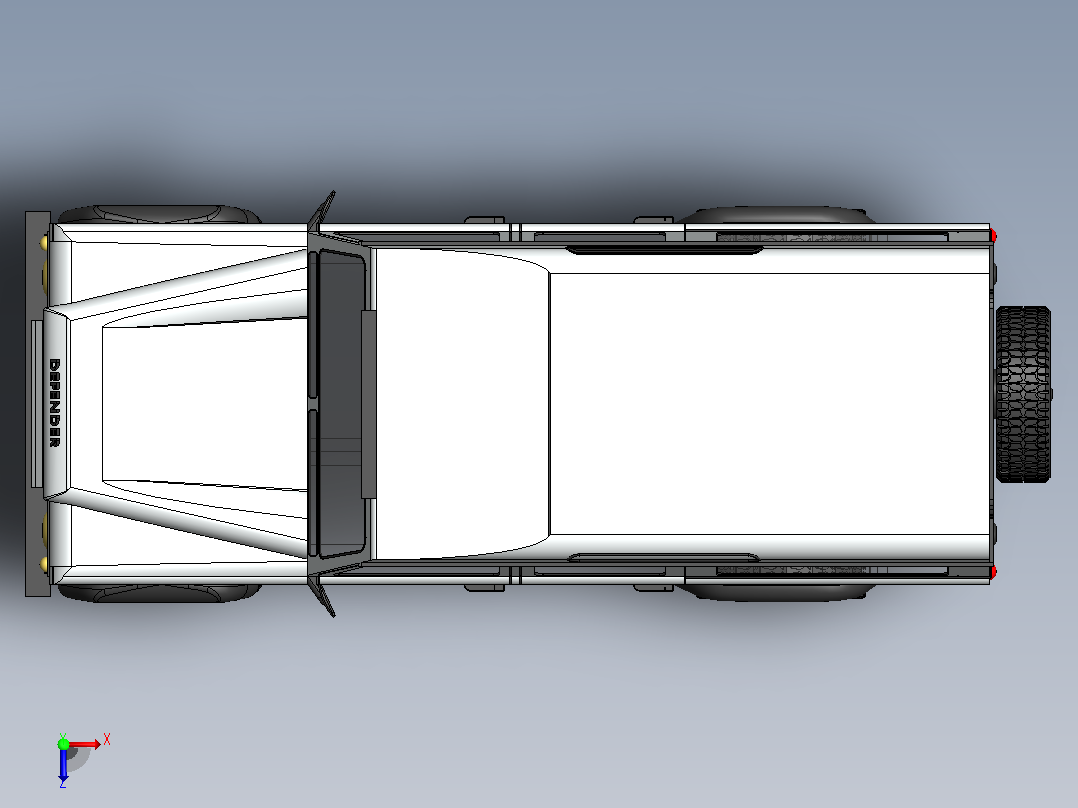 4x4路虎卫士越野车简易模型3D图纸 Solidworks设计俯视图