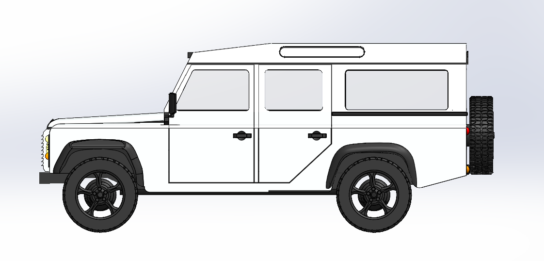 4x4路虎卫士越野车简易模型3D图纸 Solidworks设计