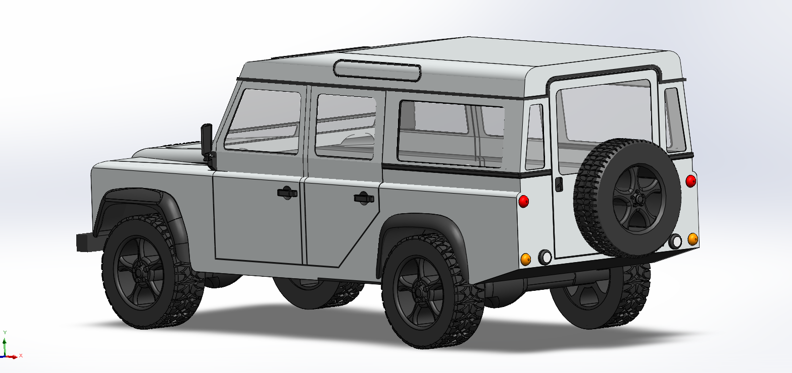4x4路虎卫士越野车简易模型3D图纸 Solidworks设计