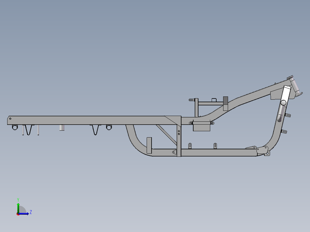 大鑫款三轮车车架总成3D模型左视图