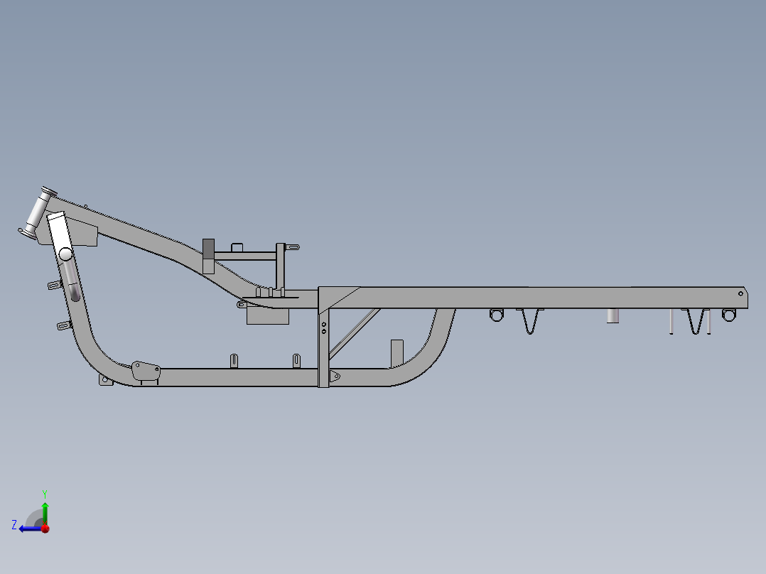 大鑫款三轮车车架总成3D模型右视图