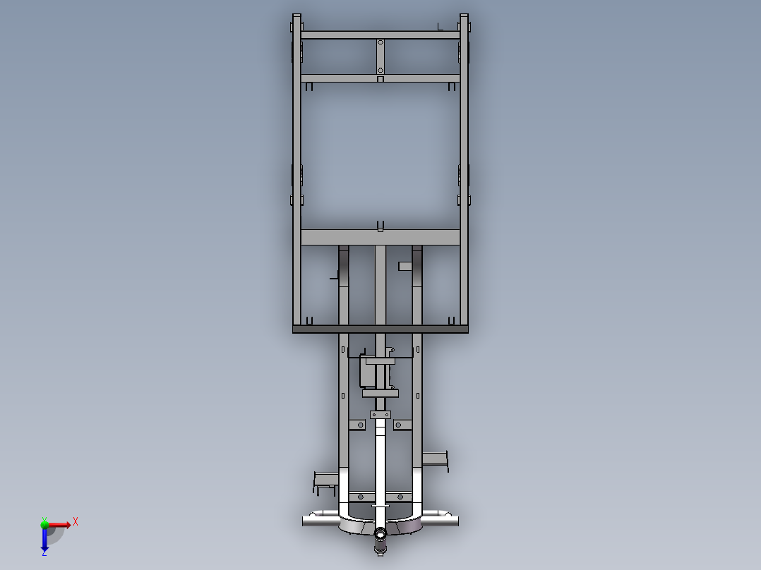 大鑫款三轮车车架总成3D模型俯视图