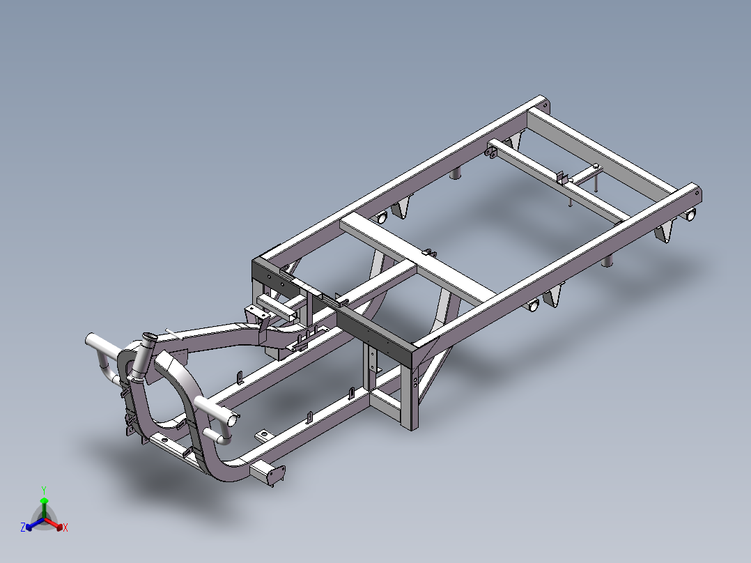 大鑫款三轮车车架总成3D模型正等轴测图