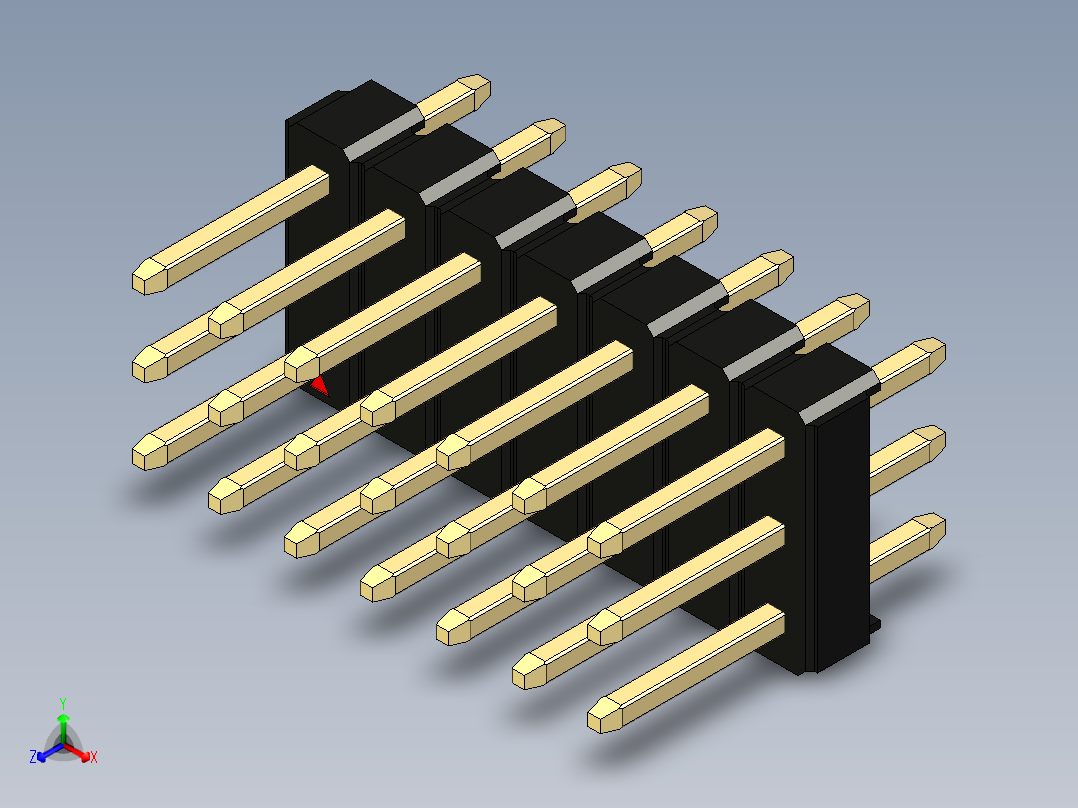 彩色公头100mil（2.54mm）系列-DS1021_black_3x07p_100mil_Type1_rev1.0主视图