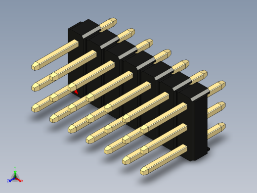 彩色公头100mil（2.54mm）系列-DS1021_black_3x07p_100mil_Type1_rev1.0正等轴测缩略图