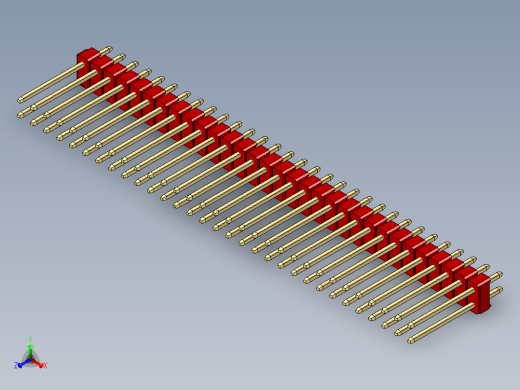 彩色公头100mil（2.54mm）系列-DS1021_red_2x31p_100mil_Type5_rev1.0正等轴测缩略图