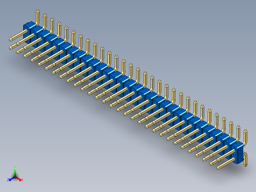 彩色公排针 100mil 2.54mm 系列-DS1022_blue_60p_100mil_TypeSMT_rev1.0正等轴测图