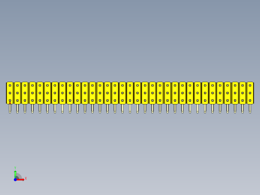 彩色公排针 100mil 2.54mm 系列-DS1022_yellow_3x33p_100mil_TypeD_rev1.0前视缩略图