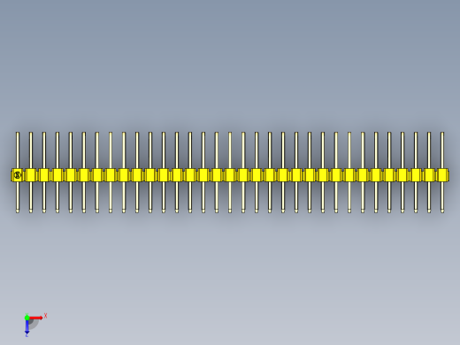 彩色公排针 100mil 2.54mm 系列-DS1022_yellow_3x33p_100mil_TypeD_rev1.0俯视缩略图