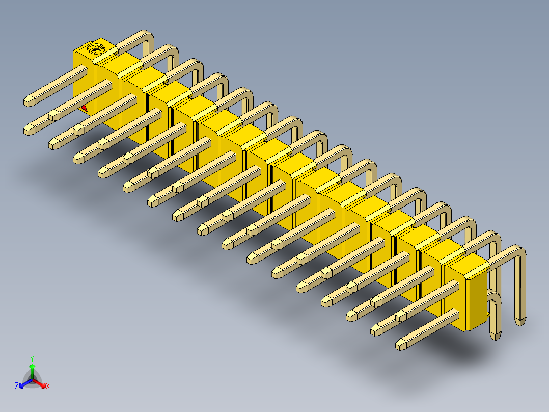 彩色公排针 100mil 2.54mm 系列-DS1022_yellow_2x16p_100mil_TypeD_rev1.0主视图