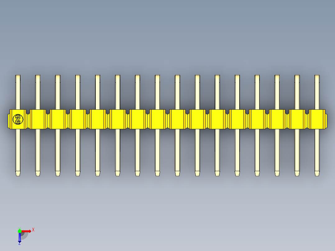 彩色公排针 100mil 2.54mm 系列-DS1022_yellow_2x16p_100mil_TypeD_rev1.0俯视图