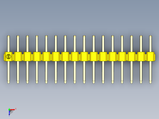 彩色公排针 100mil 2.54mm 系列-DS1022_yellow_2x16p_100mil_TypeD_rev1.0俯视缩略图