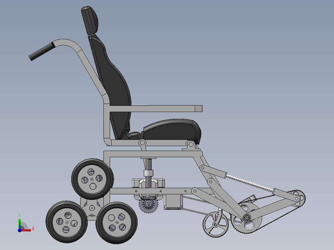 创新电动辅助轮椅模型前视图