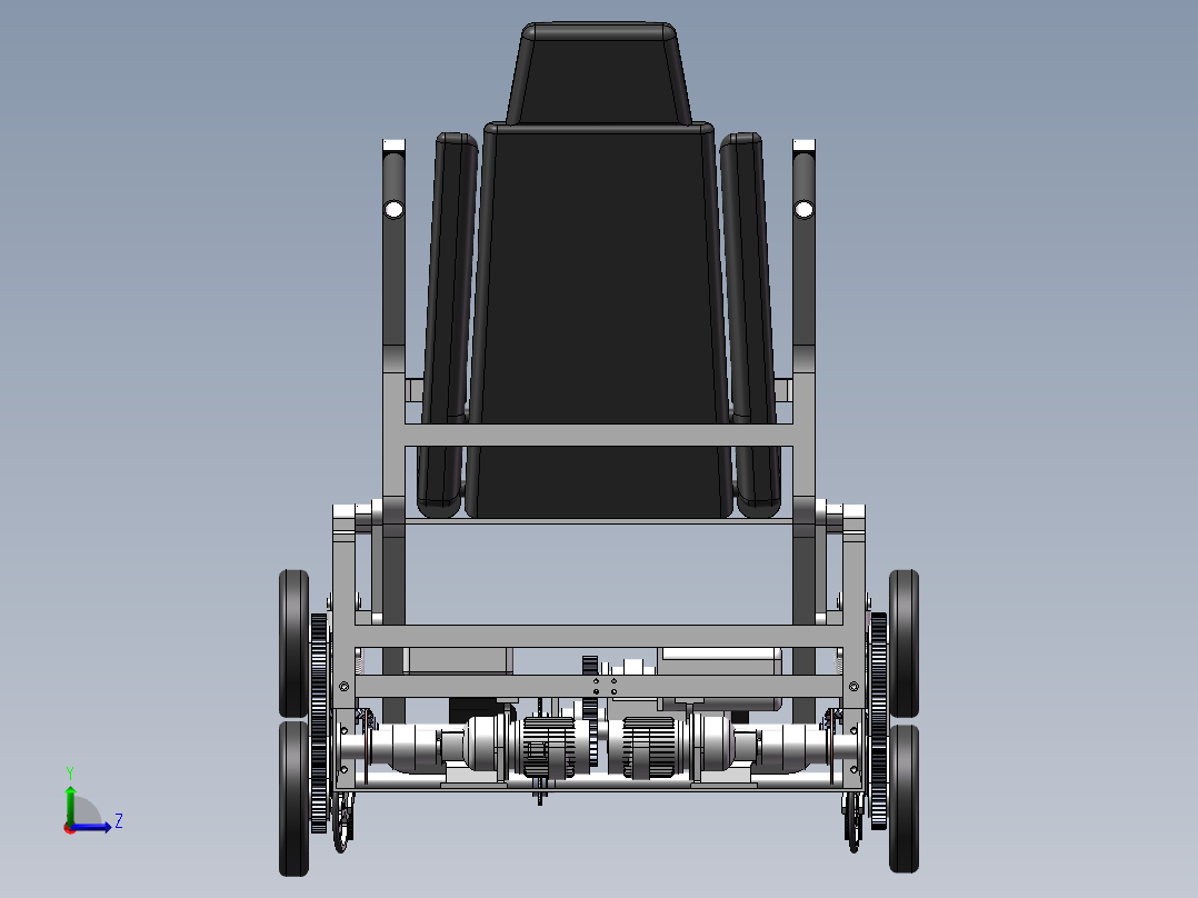 创新电动辅助轮椅模型左视图