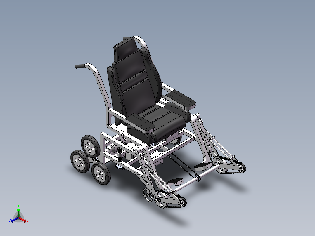 创新电动辅助轮椅模型正等轴测图