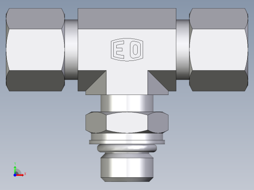 卡套式工业通用硬管接头EO_Adjustable_locknut_branch_tee_TEE10ZLMORCF前视缩略图
