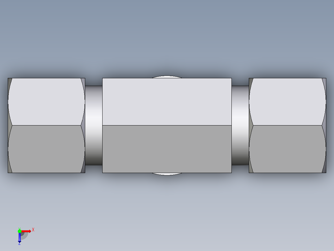 卡套式工业通用硬管接头EO_Adjustable_locknut_branch_tee_TEE10ZLMORCF俯视图