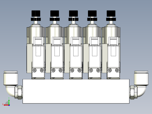 5口气动电磁阀3D模型图纸 STEP格式后视缩略图