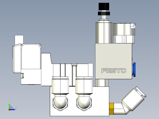 5口气动电磁阀3D模型图纸 STEP格式左视缩略图