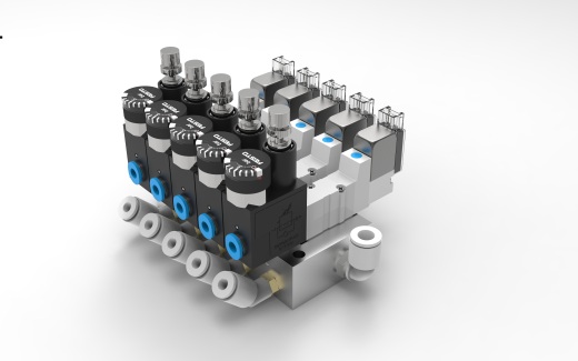 5口气动电磁阀3D模型图纸 STEP格式缩略图