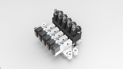 5口气动电磁阀3D模型图纸 STEP格式缩略图