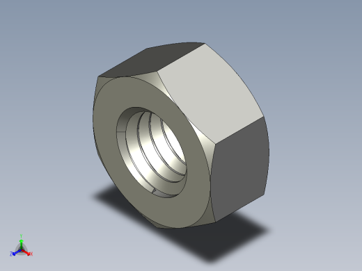 公制六角螺母-Metric Hex Nuts M6 x 1mm Thread正等轴测缩略图