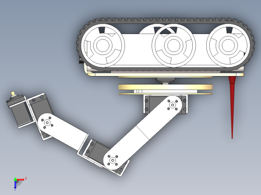 履带车 机械臂（三维+课设+程序+原理图+二维）俯视缩略图