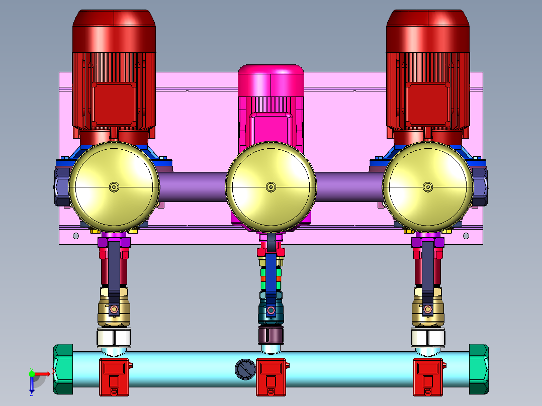卧式电动泵增压器套件俯视图